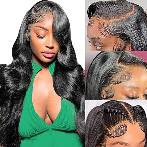 13x6 Lace Front Wigs Human Hair Pre Plucked 180 Density 26 Inch HD Body Wave Lace Front Wigs, 10A Frontal Wigs for Women Glueless Wigs Human Hair Pre Plucked Black wig